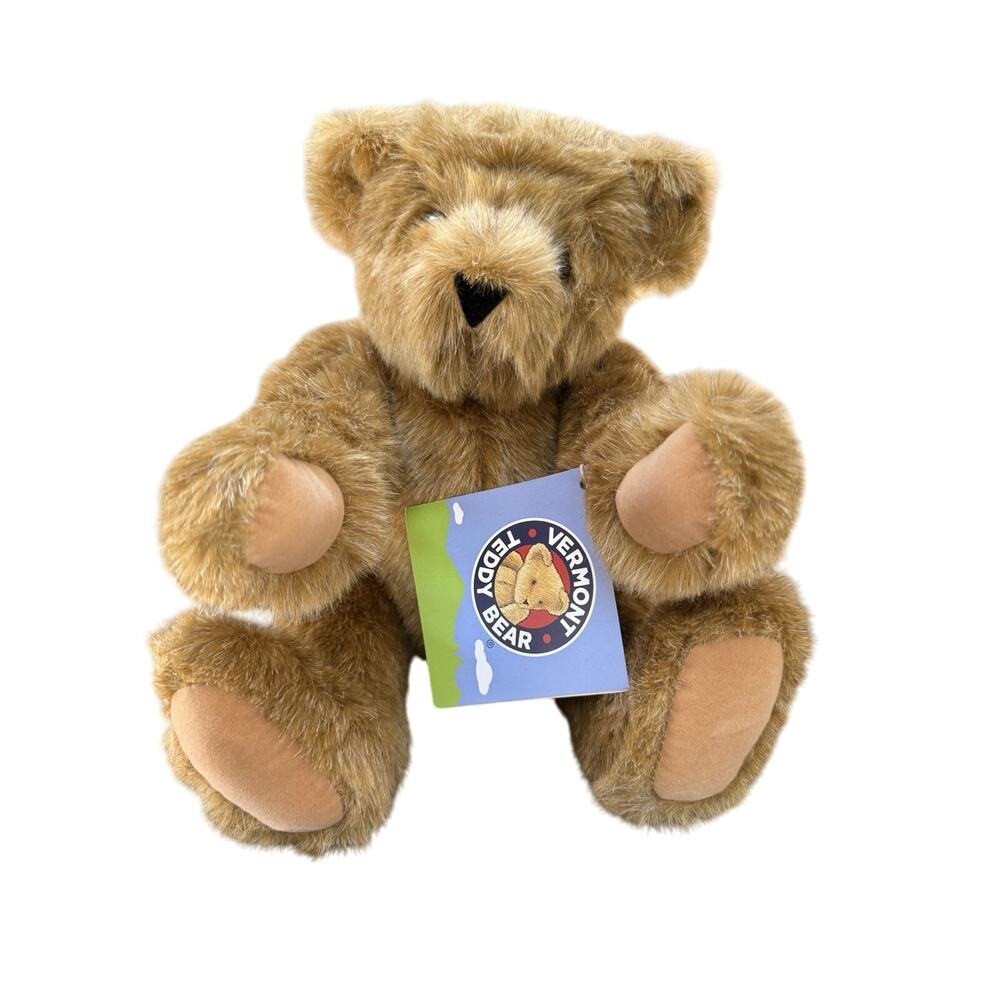 NWT vintage Vermont Teddy Bear Plush Jointed Brown 15” It’s A Boy Ribbon